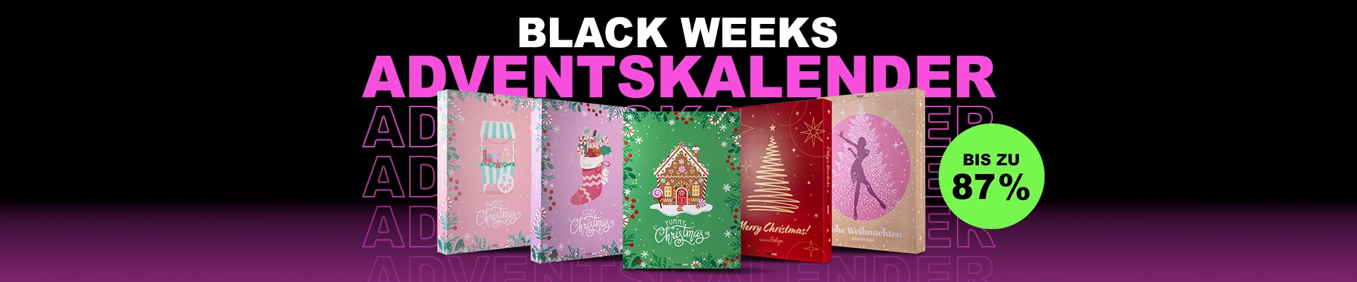 Ein Geschenk in brandnooz grün mit weihnachtlichen Motiven verspricht: "Adventskalender 2025 Vor Vor Vorfreu-Deal zum besten Preis"