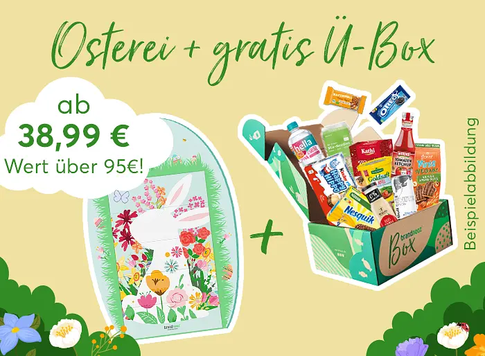 Osterei + GRATIS Ü-Box Du erhältst zu unserem Osterei eine Überraschungsbox im Wert von 30 € geschenkt! - Brandnooz